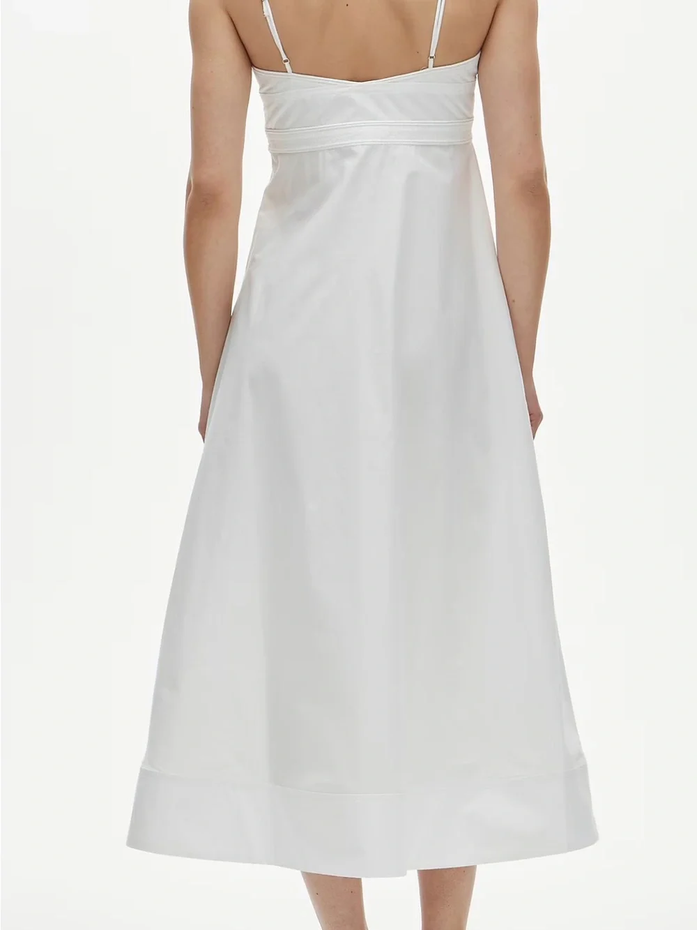 J. Crew White 100% cotton  sweetheart spaghetti strap A lineMidi Dress SZ12 NWT